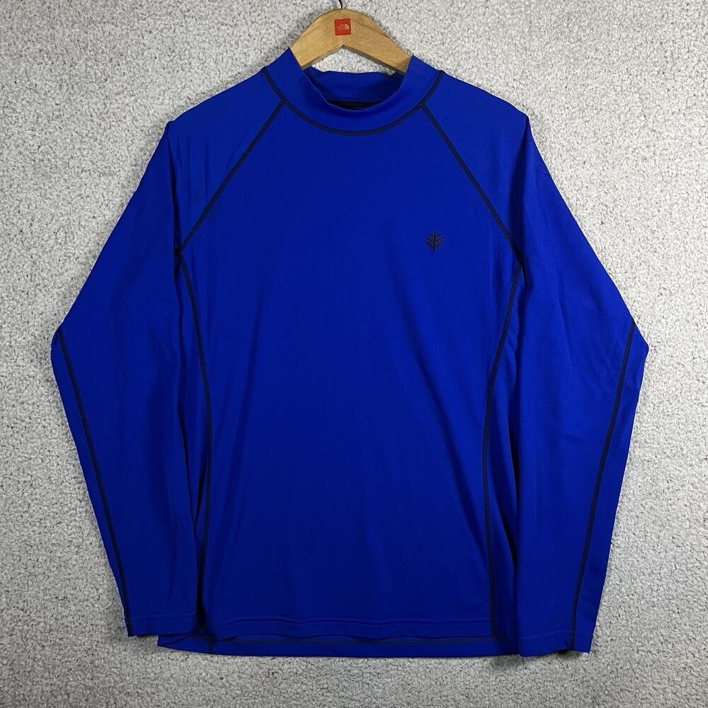 Coolibar Shirt Mens M Blue Long Sleeve UPF 50 Sun Protection Surf Rash Guard